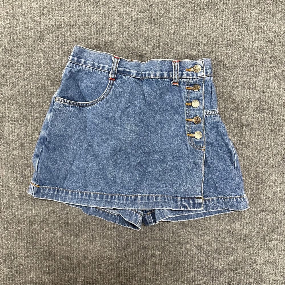 Chichi Skort Womens Size 5/6 Blue Denim Cotton Button Front Mini Casual 90s